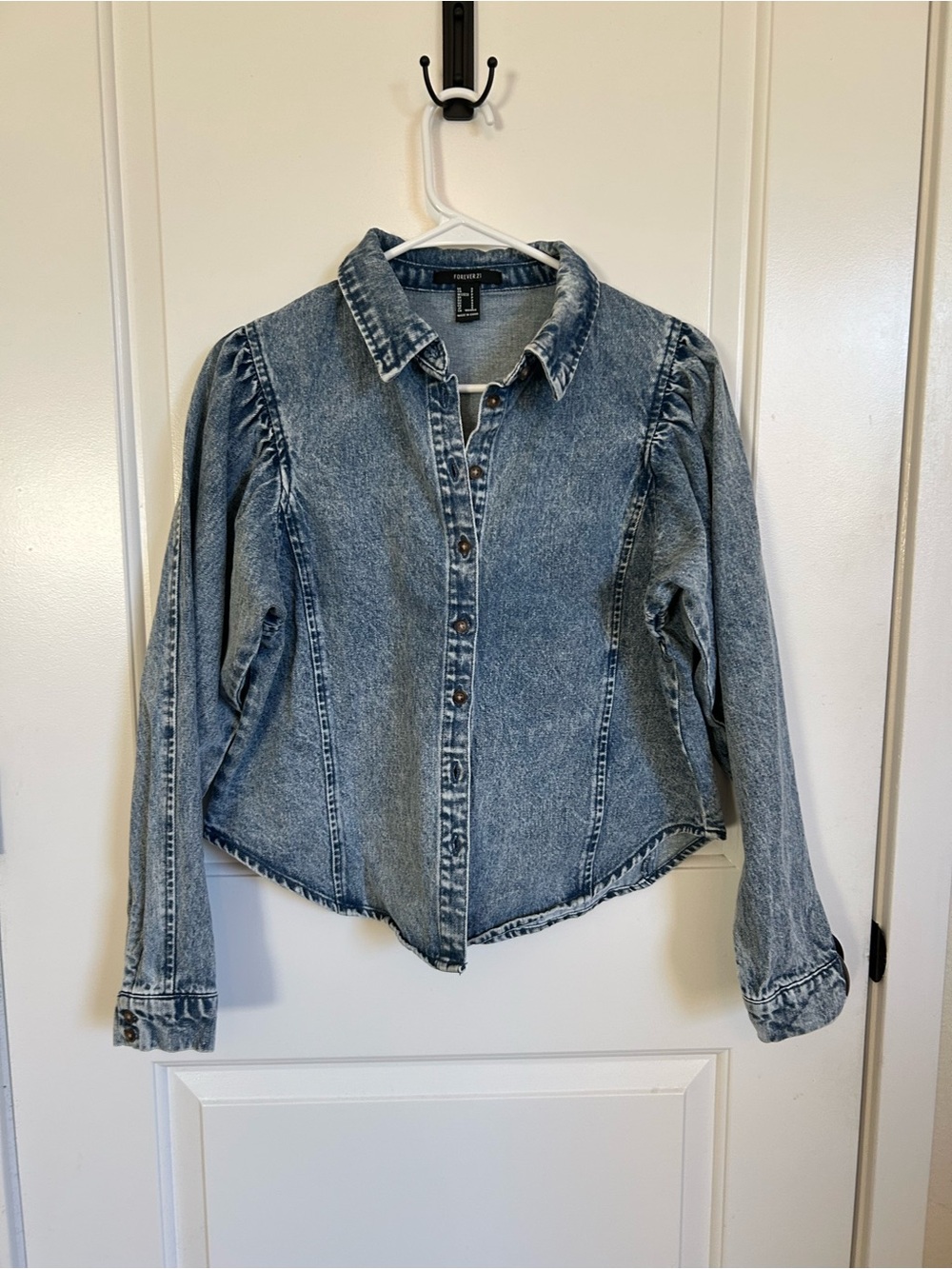 Forever 21 Light Blue Acid Wash Denim Shirt Jacket